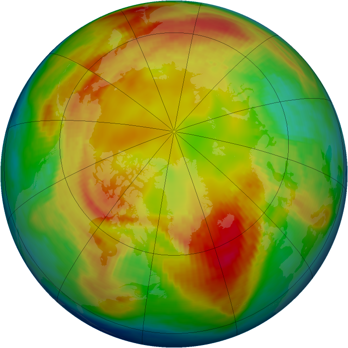 Arctic ozone map for 13 February 1988